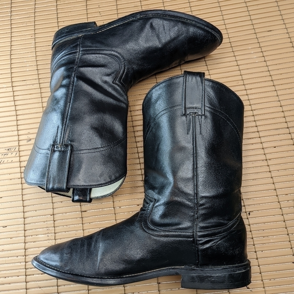 Cowtown men's sz 8EE black leather cowboy Western Boots - Picture 6 of 10